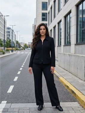 Women’s Black Zip-Front Ponte Jacket Size 10 Style & Co Collection
